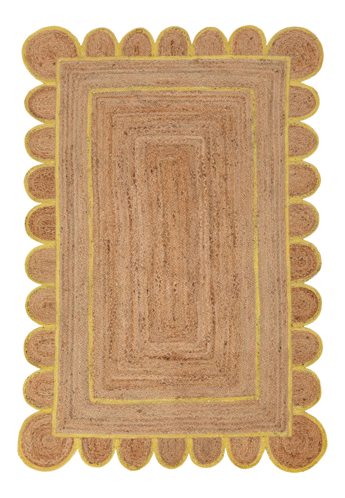 Scalloped Rug 100% Natural Jute Braided Style Carpet Rustic Look Area Rugs