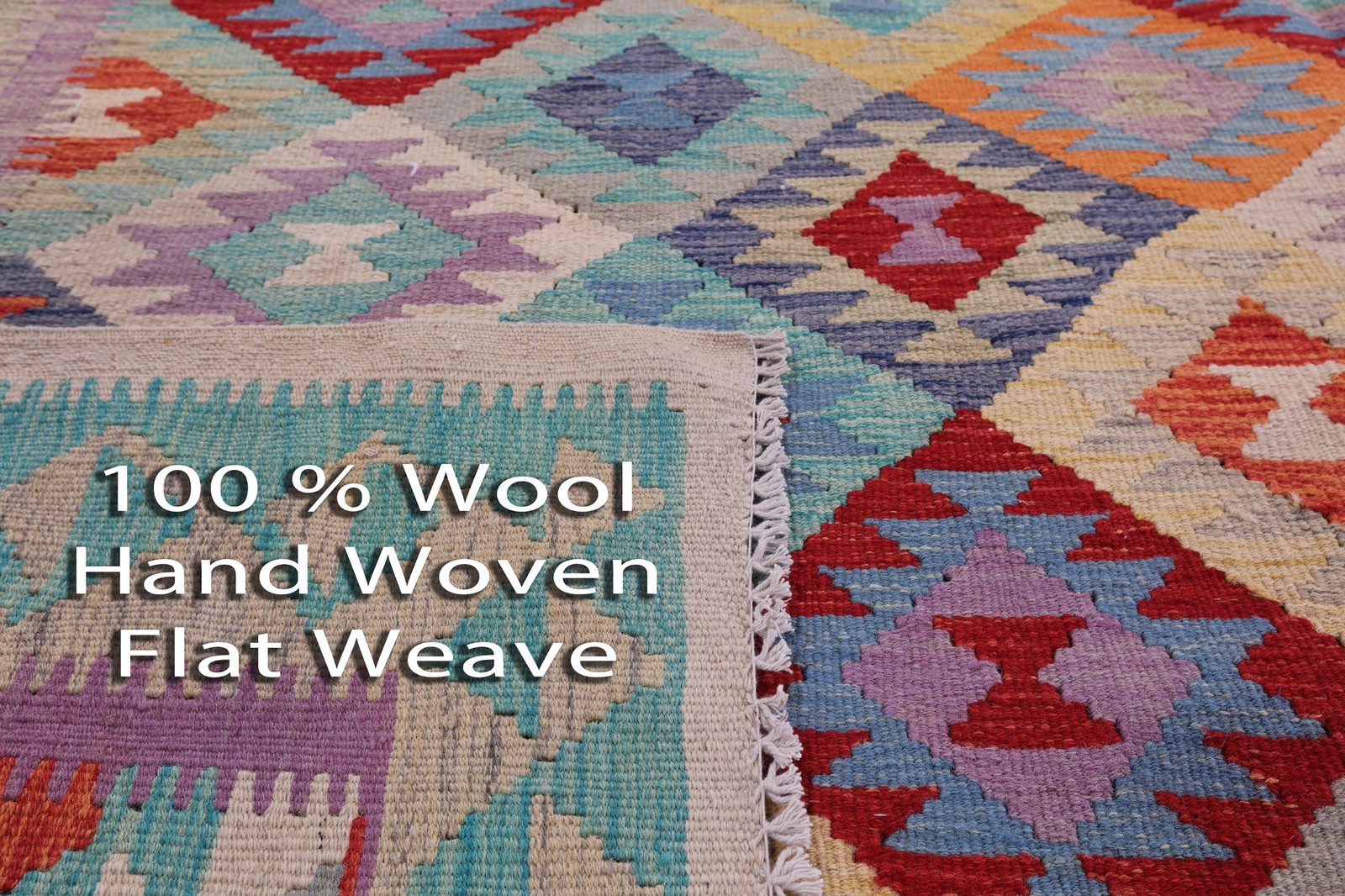 Reversible Wool On Wool Kilim Flat Weave Rug 6′ 8″ X 9′ 6″ – Q16206