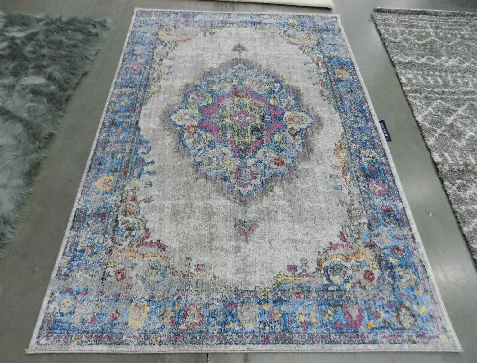 LIGHT GREY / BLUE 5′-1″ X 7′-6″ Stained Rug, Reduced Price 1172590381 BTL343A-5
