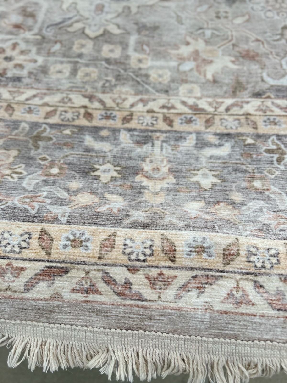 Tumble Washable Area Rug, Vintage Damask Distressed Print, 8ft x 10ft