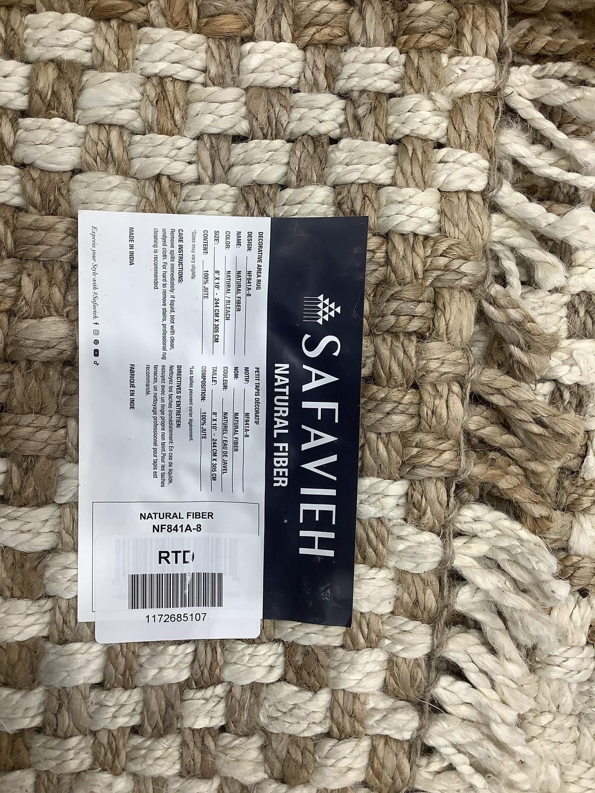 NATURAL / BLEACH 8′-0″ x 10′-0″ Flaw in Rug, Reduced Price 1172685107 NF841A-8
