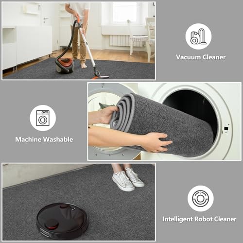 5×7 Dark Gray Rugs for Bedroom Living Room, Soft Fluffy 5 Ft X 7 Ft Dark Grey