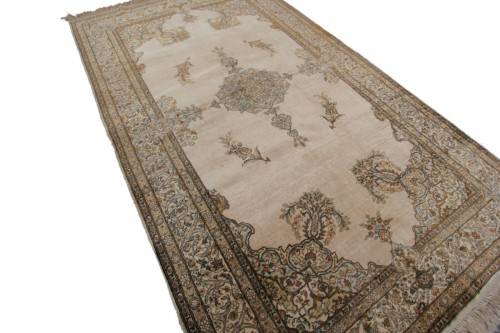 4×6 Rare Vintage 100% Pure Silk Handmade Area Rug Museum Quality High Finish