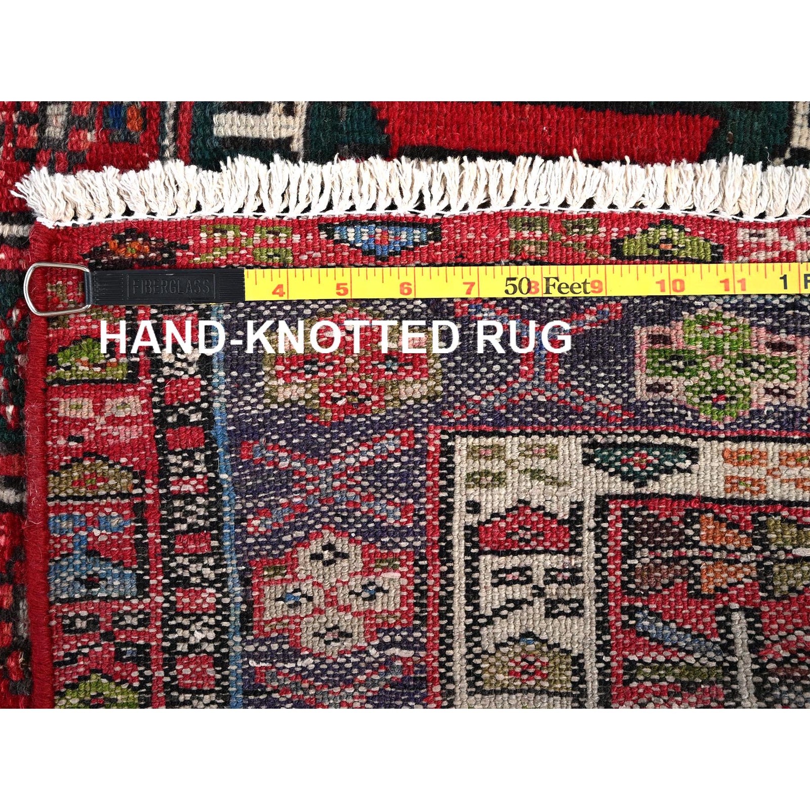 3’x12’9″ Red Pink Vintage Zoroastrian Karjihooz Wool Hand Knotted Runner Rug