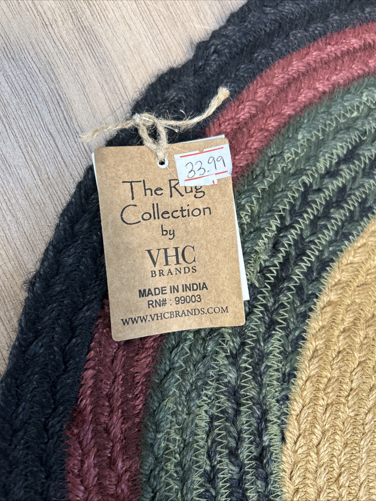 VHC Brands Bear Rug Green, Red, Black, Tan NEW 20”x30”