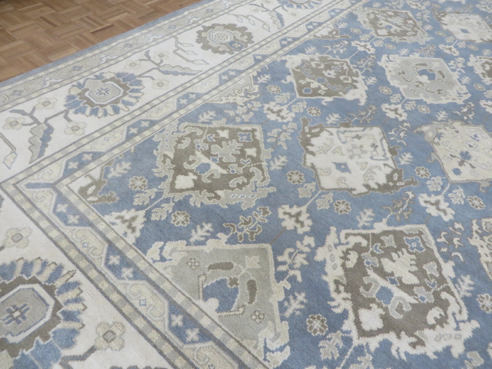 12 x 19’10 Hand Knotted Denim Blue Oushak Oriental Rug G10781