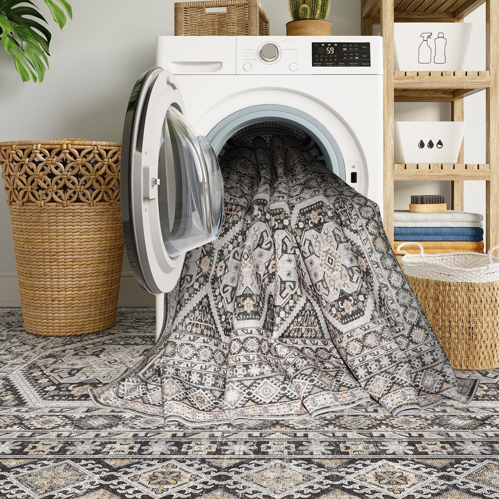 Ksrau 3×8 Runner Rug Kitchen Washable Oriental Indoor Hallway Runners Non Slip