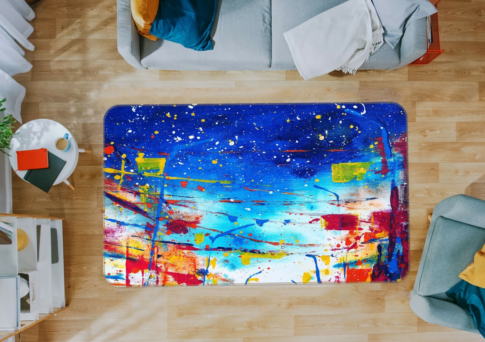 3D Blue Oil Painting ZHUA3056 Game Non Slip Rug Mat Photo Carpet Zoe
