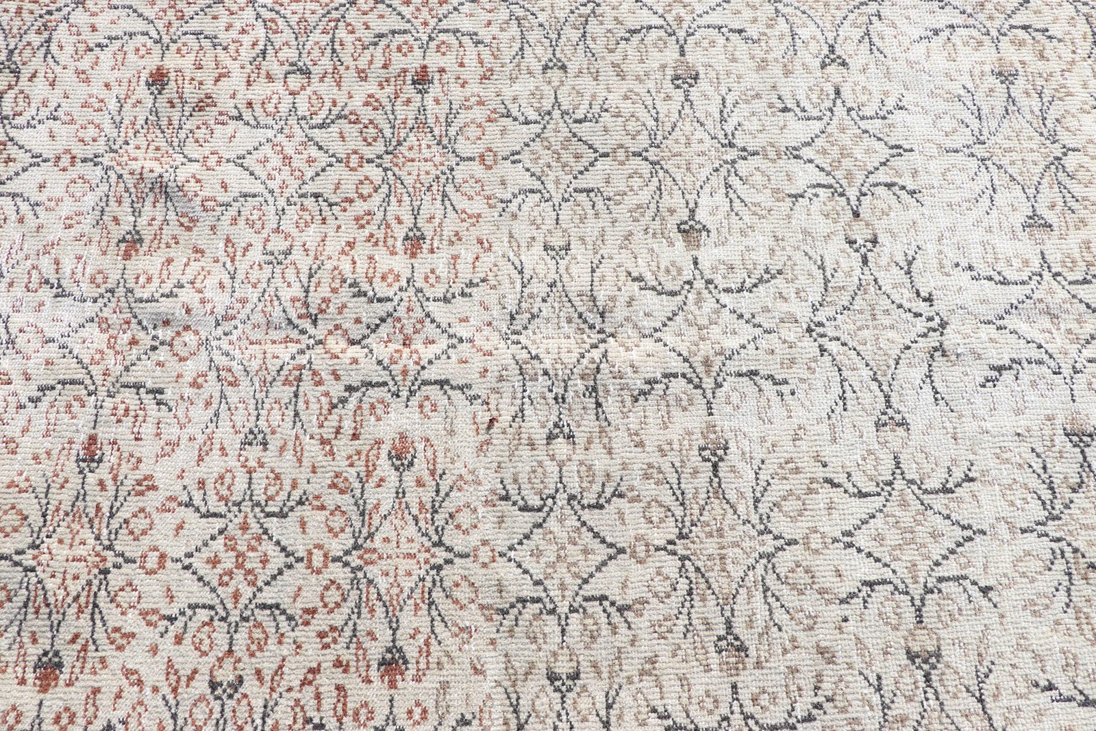 Turkish Rug, 4,5×8,6 ft Area Rug, White Brown Rug Wool Rug