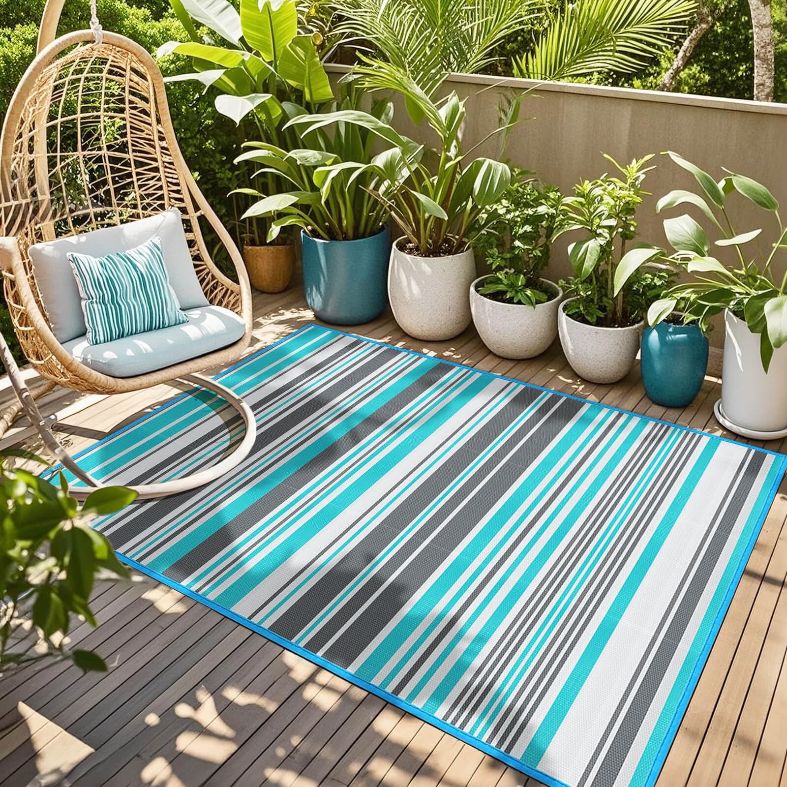 Outdoor Patio Plastic Rug Waterproof – Outdoor Rugs for Camper Outside, Rv,