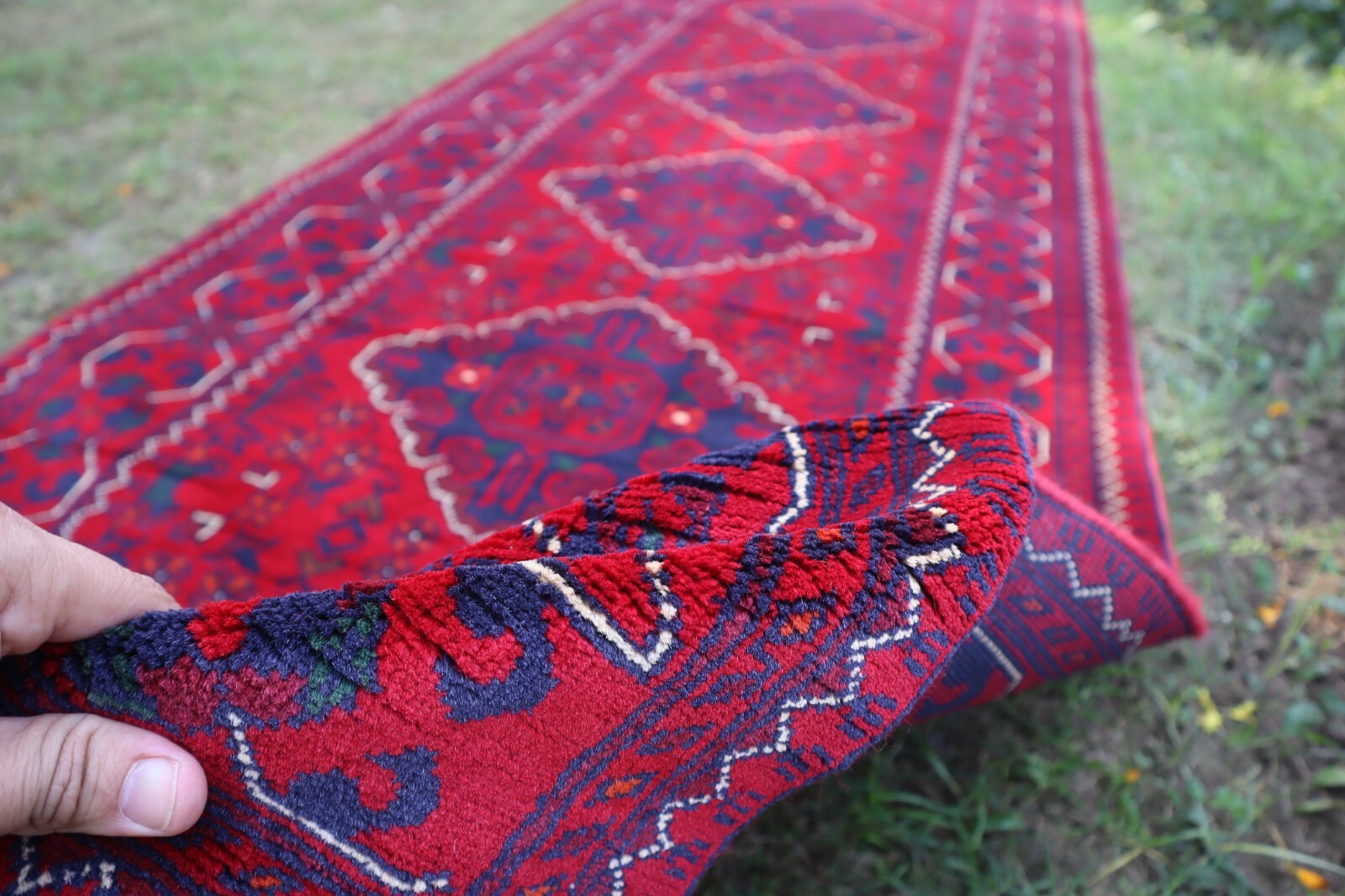 Afghan Long Runner Rug 3×13 Ft Vintage Bukhara Hallway Rug, Fine Quality Runner