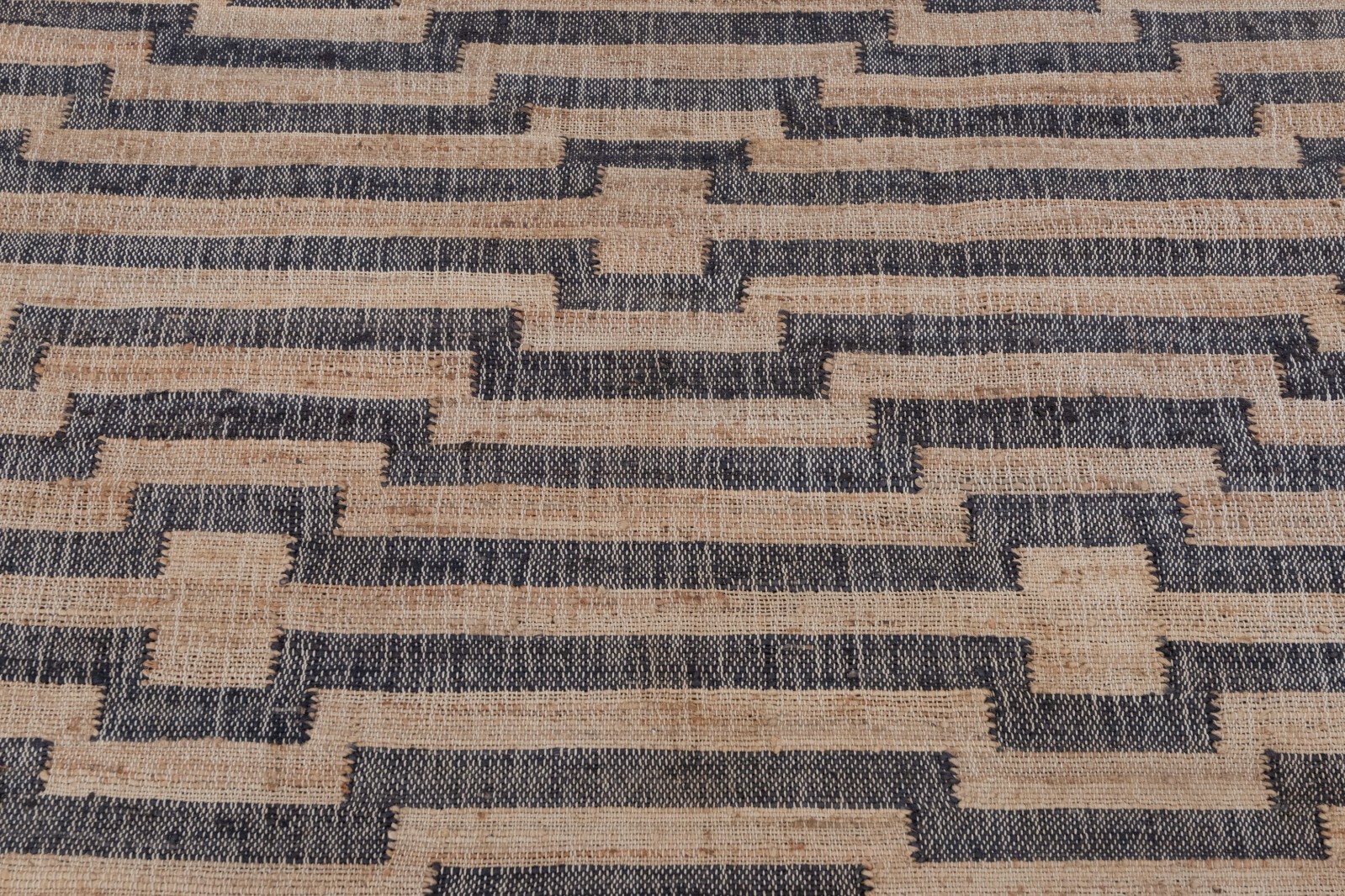 Natural Jute Black High Quality Hand Woven Geometric Boho Style CUSTOMIZED Rug