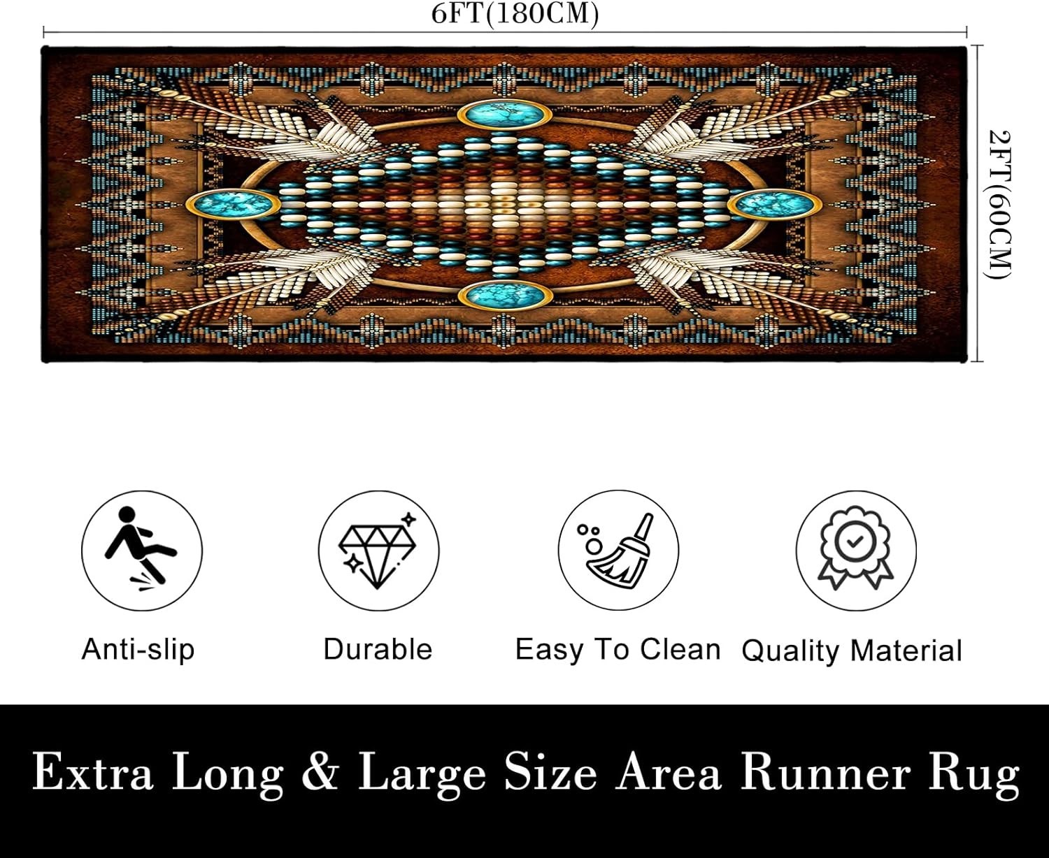 Southwestern Runner Rug 2×6,Rustic South Western Aztec Tribal Native American…