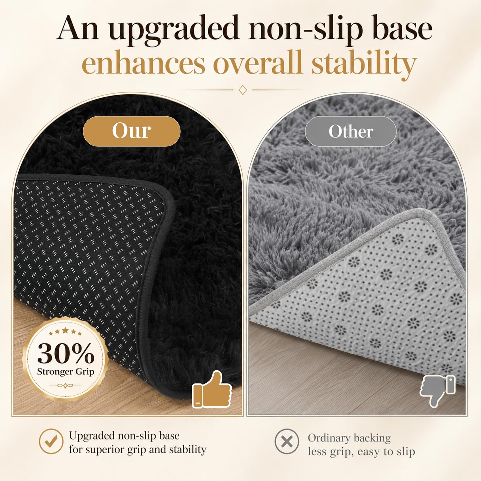 New Area Rug for Living Room Bedroom 5×7 Black Soft Fluffy Shag Upgrade Non-Slip