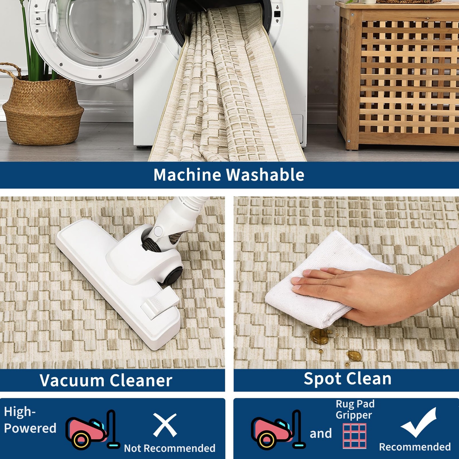 Luxloom Washable Area Rug 5X7 Rug For Living Room Modern Large Area Rug For