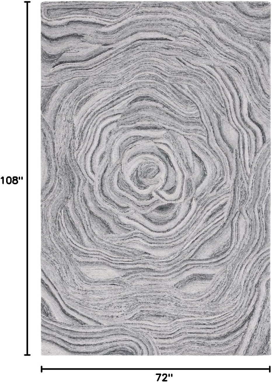 Handmade Abstract Area Rug 6′ x 9′ Dark Grey & Black for High Traffic Areas