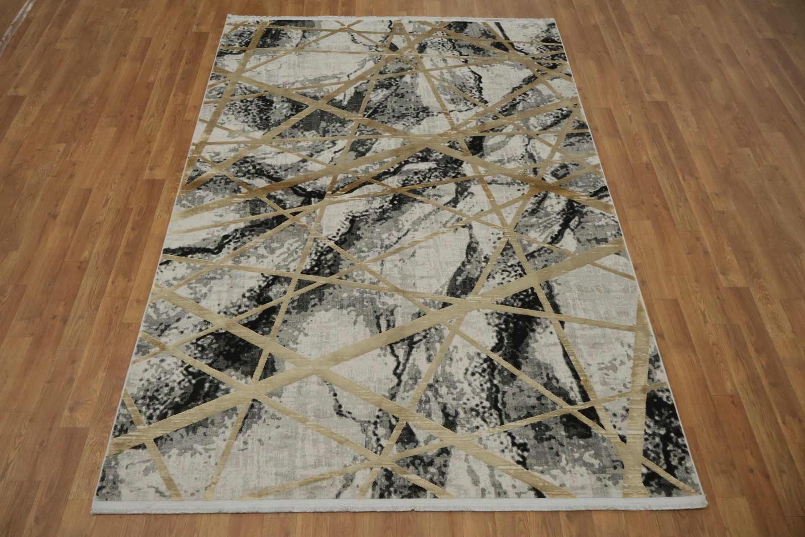 Abstract Marble and Gold Pattern Rug 5×8 Ft Contemporary Modern Turkish Carpet