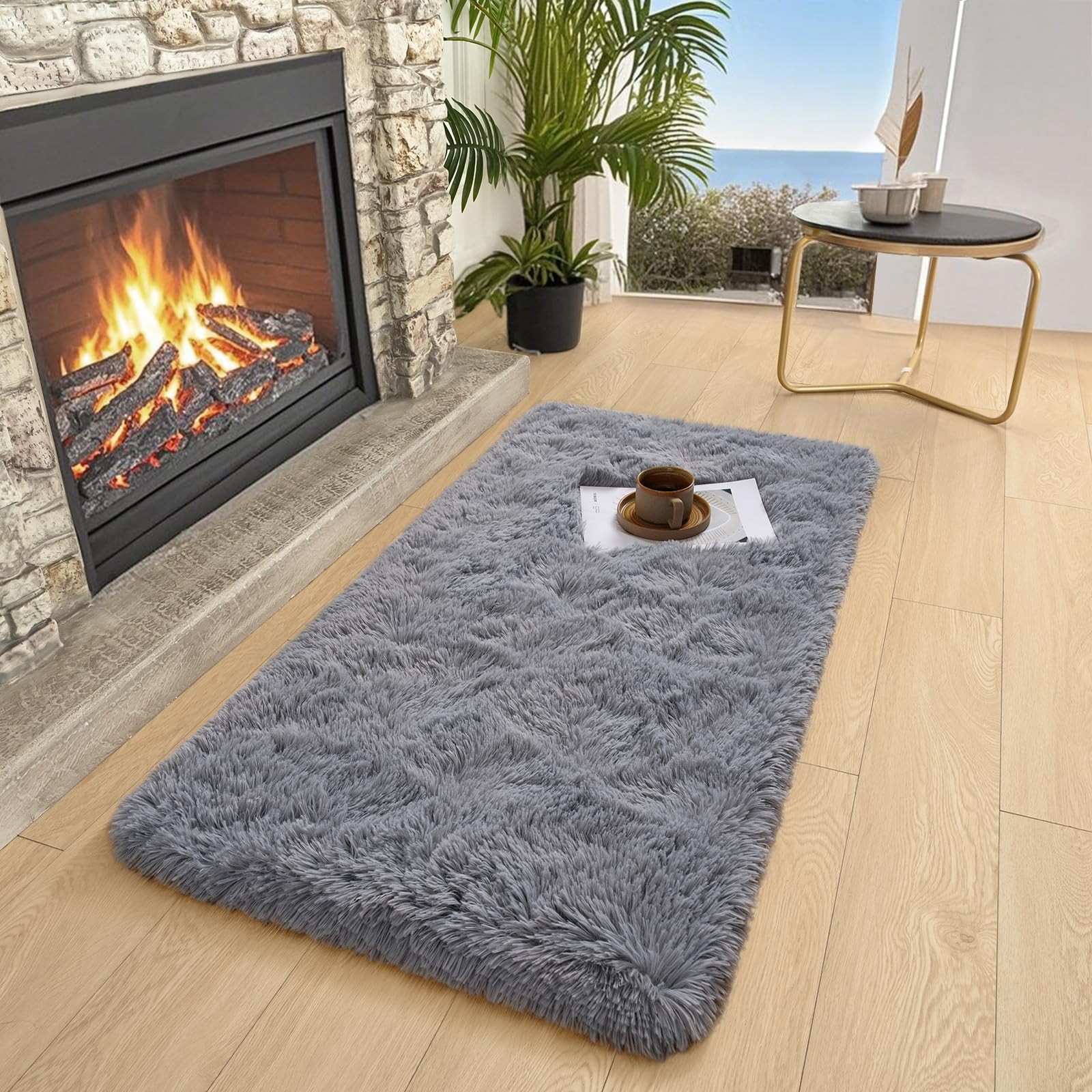 2×4 Feet Soft Runner Rugs for Bedroom Plush Fluffy Rug, Shag Furry Area Rug C…