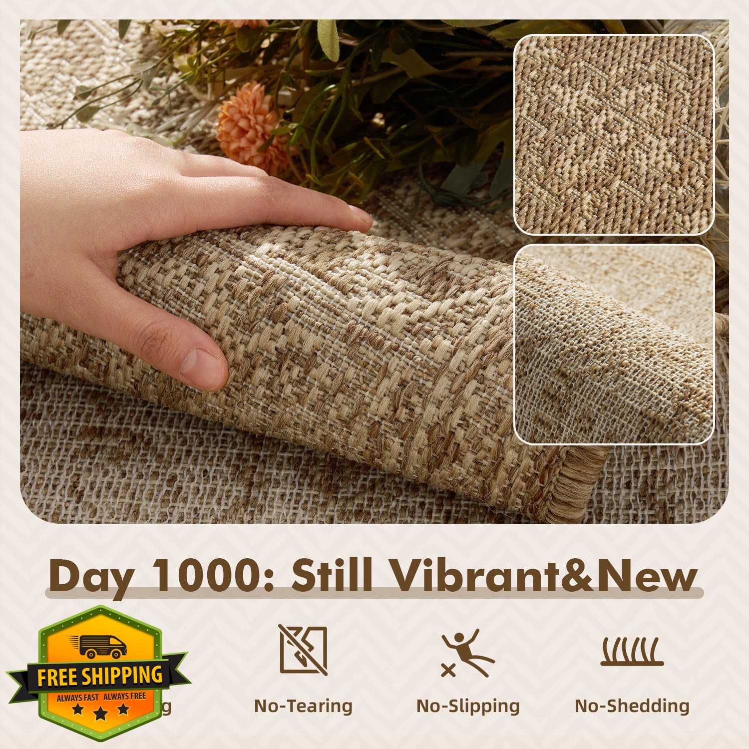 MontVoo Patio Rug 5’x7′ Brown Beige