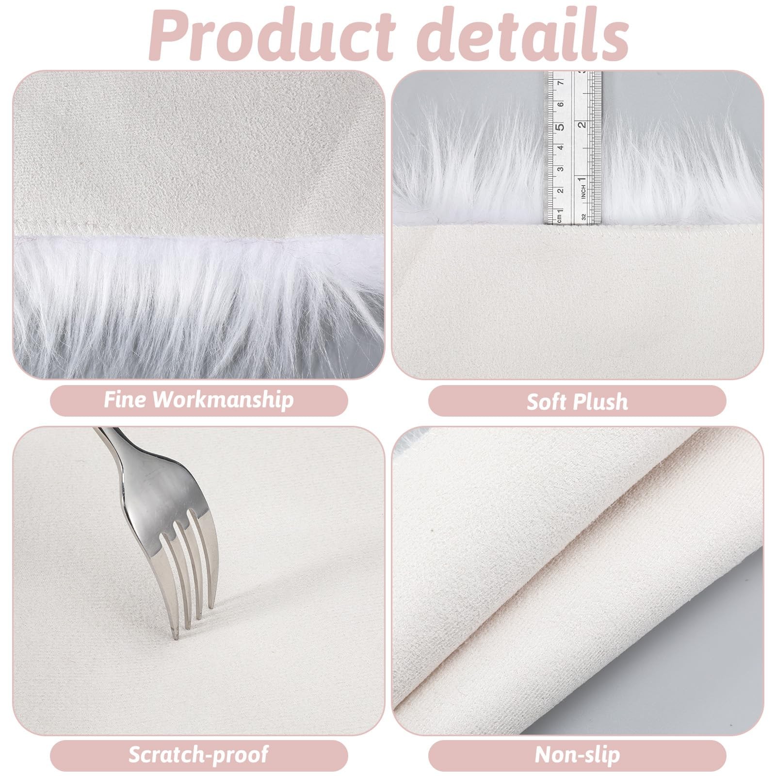 12inch Square Small Faux Fur Sheepskin Cushion, Soft Luxury Photo Props Backg…