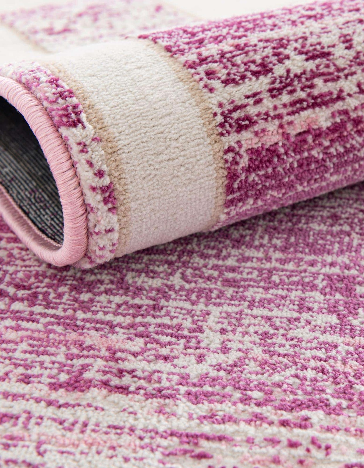 Unique Loom Uptown Collection Area Rug – 3 1 Round Pink/ Ivory 3187044