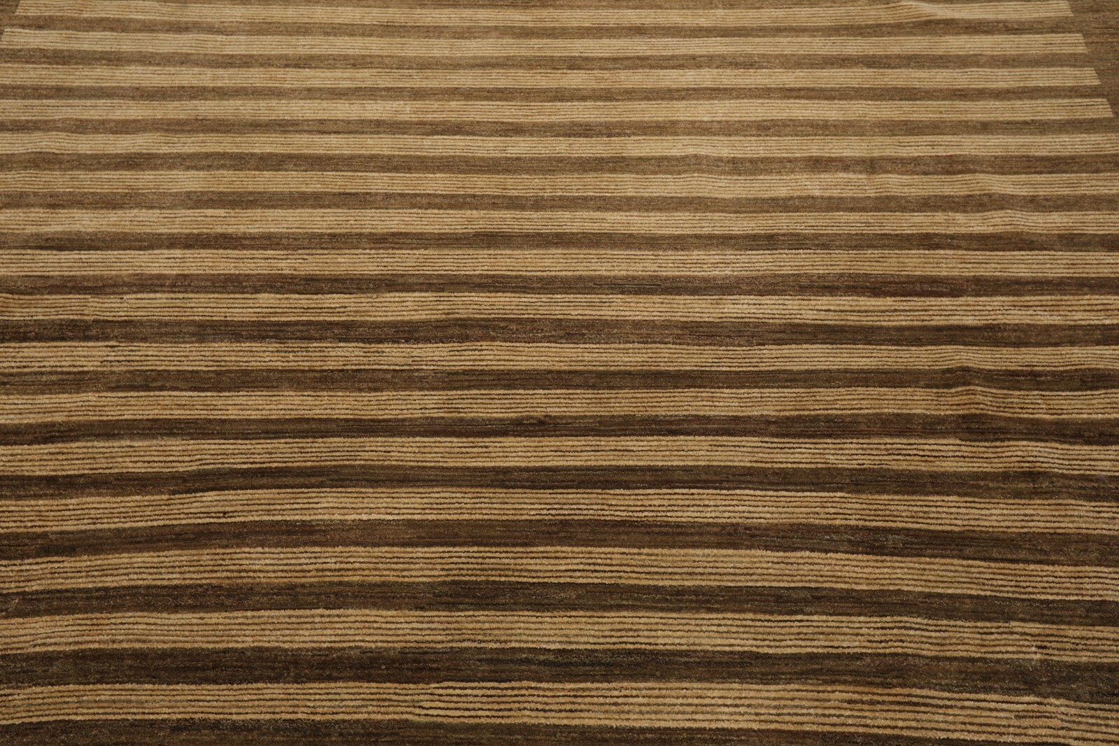 8’10” x 11’9” Hand Knotted Tibetan Wool Stripes Modern Stripes Area Rug Brown