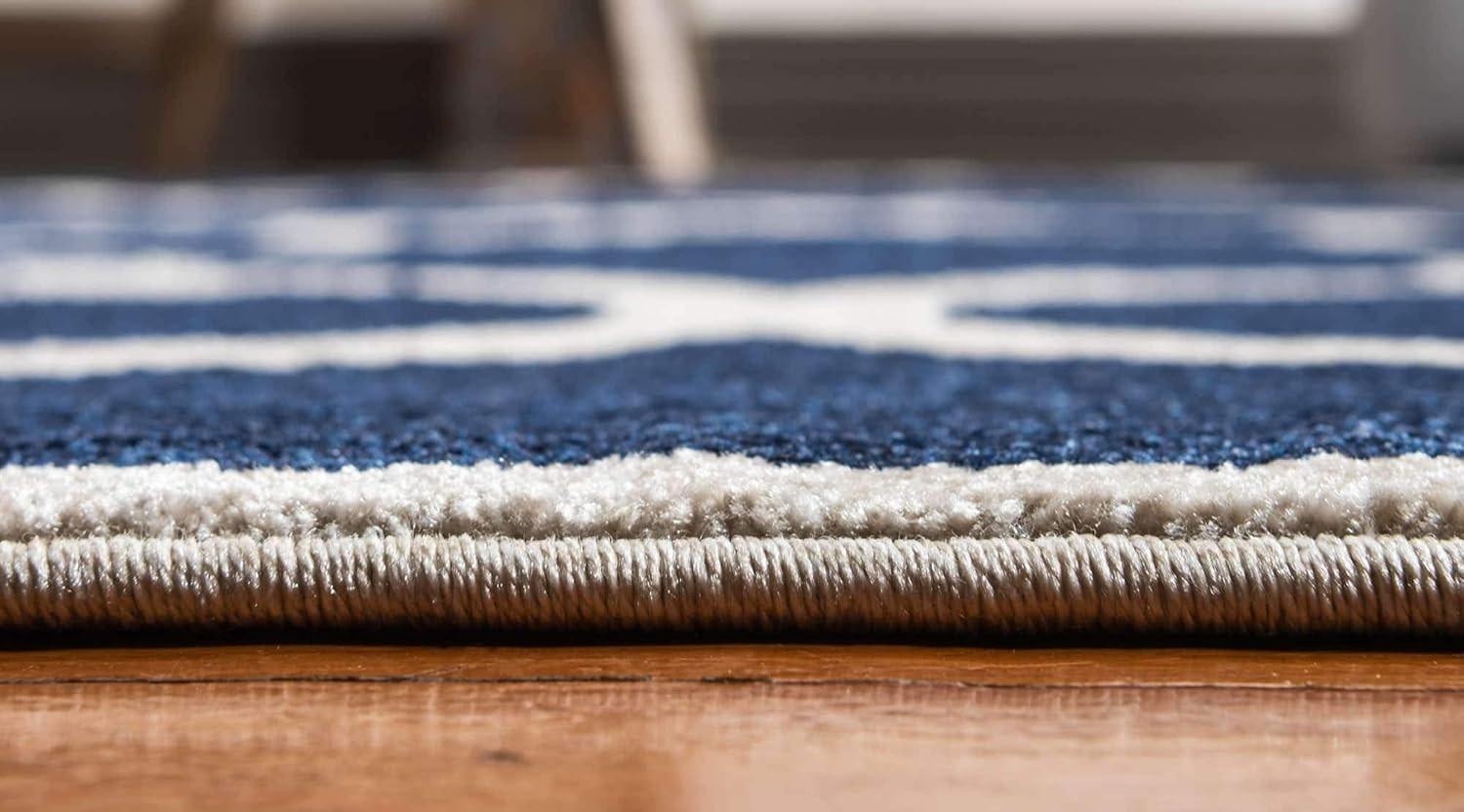 Trellis Collection 9′ x 12′ Navy Blue/Beige Area Rug – Austin Design