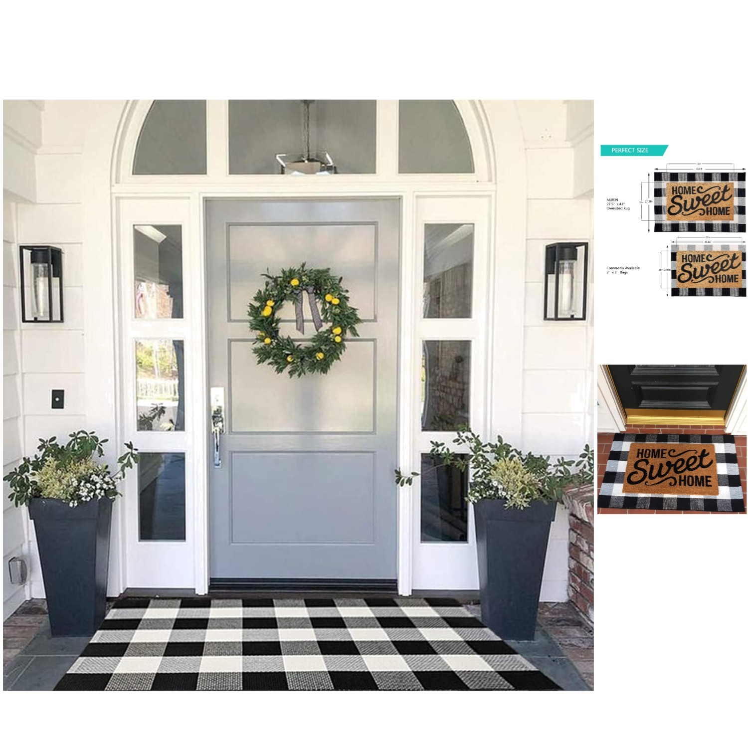 Hand-Woven Cotton Buffalo Plaid Rug 27.5 x 43 Inches – Washable Elegance