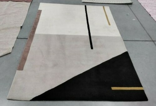 IVORY / BLACK 5′ X 8′ Stained Rug, Reduced Price 1172711080 FTV110A-5