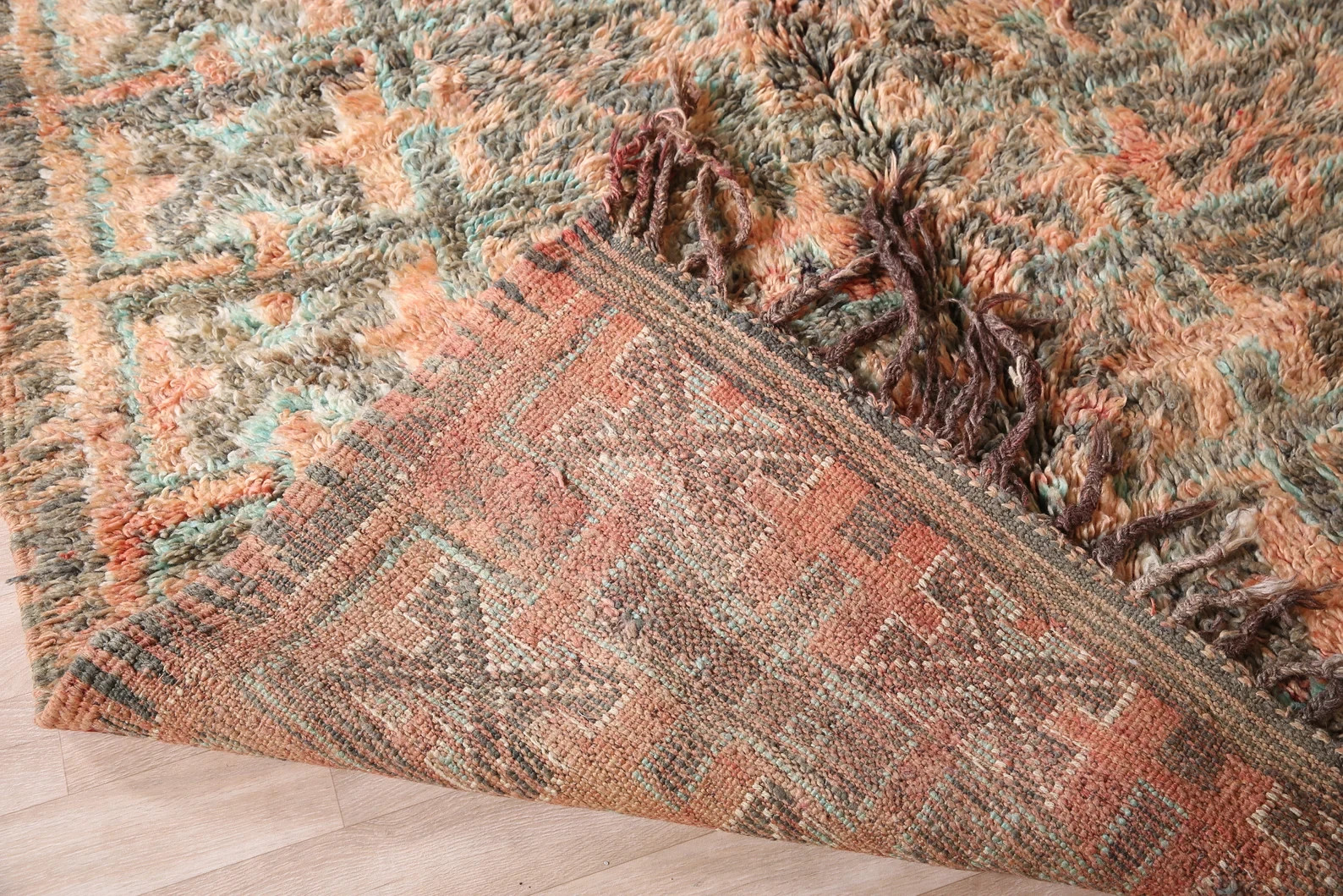 Vintage Moroccan Rug Box Design Multicolor Handmade Area Rug & Carpet.