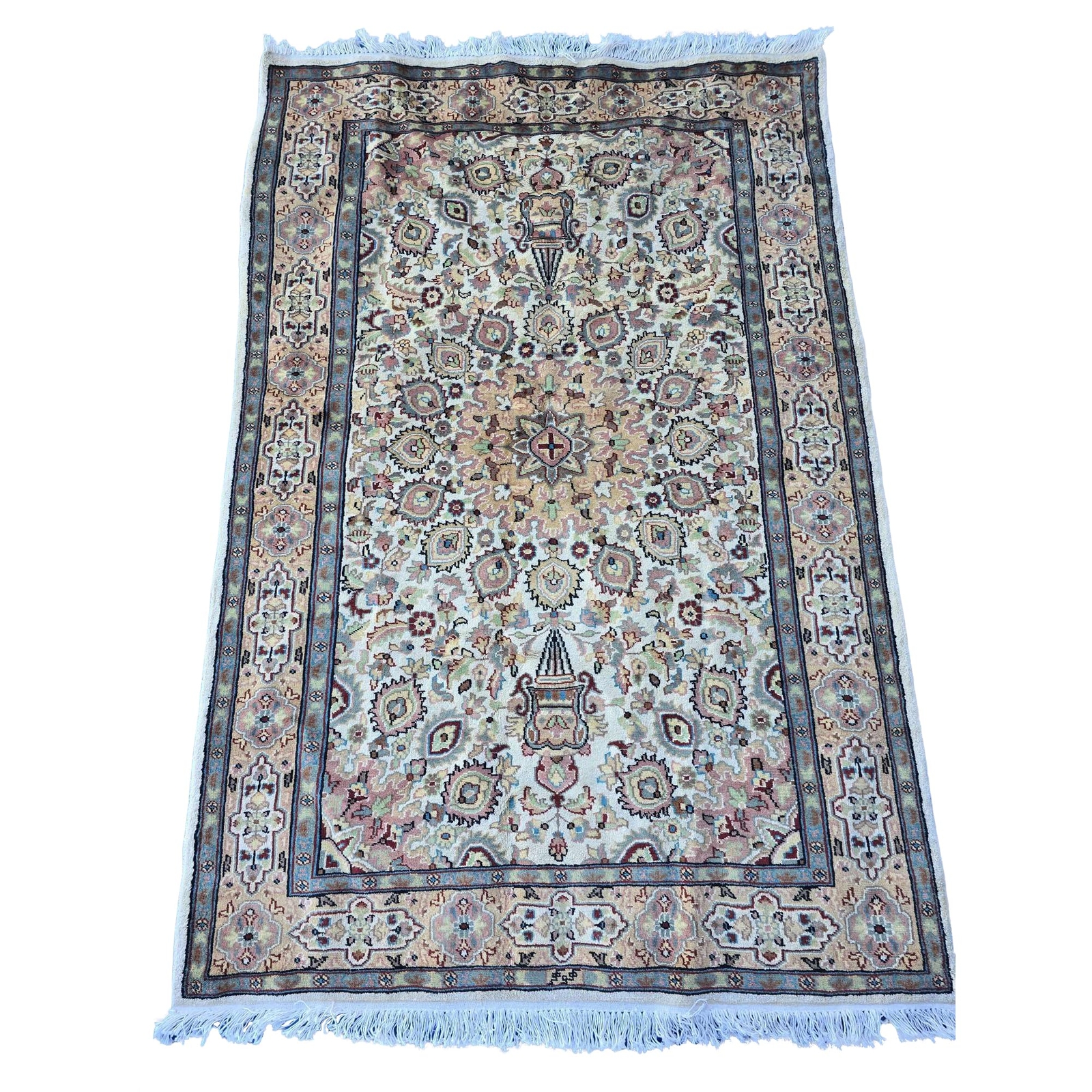 Area Rug Exclusive Jhoomar Beauty Floral Wool Silk Hand Knotted Carpet (6 x 4)’
