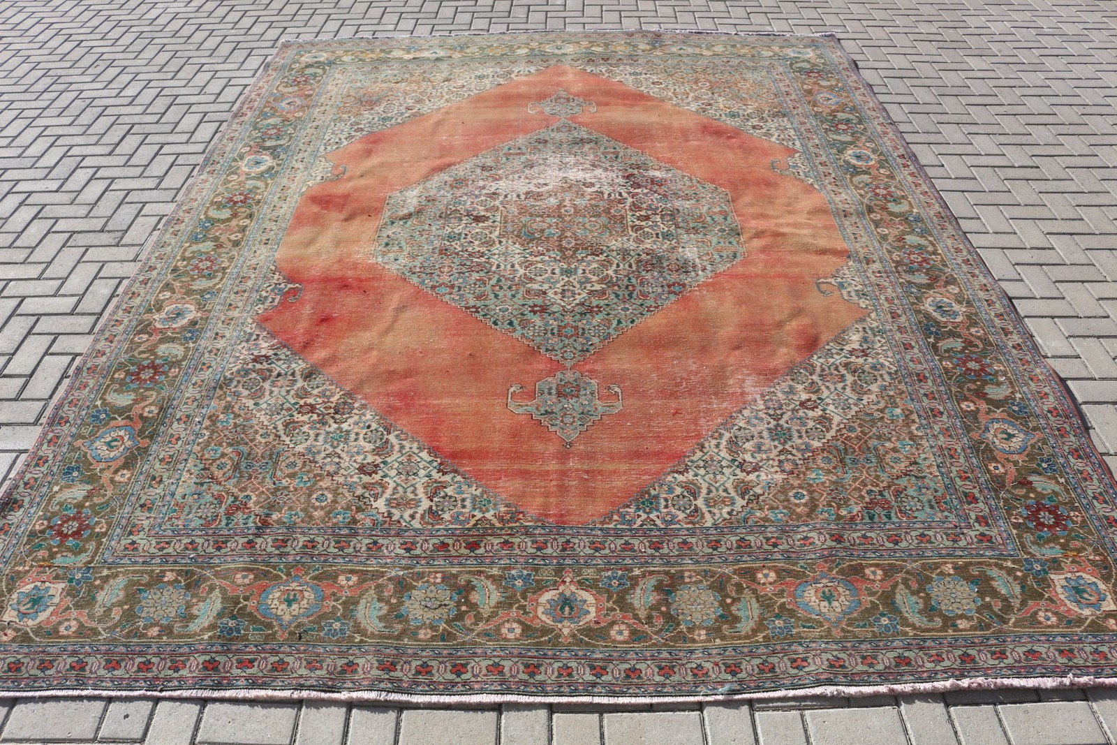 9,4×12,4 ft Vintage Oversize Rug, Turkish Red Oriental Rug