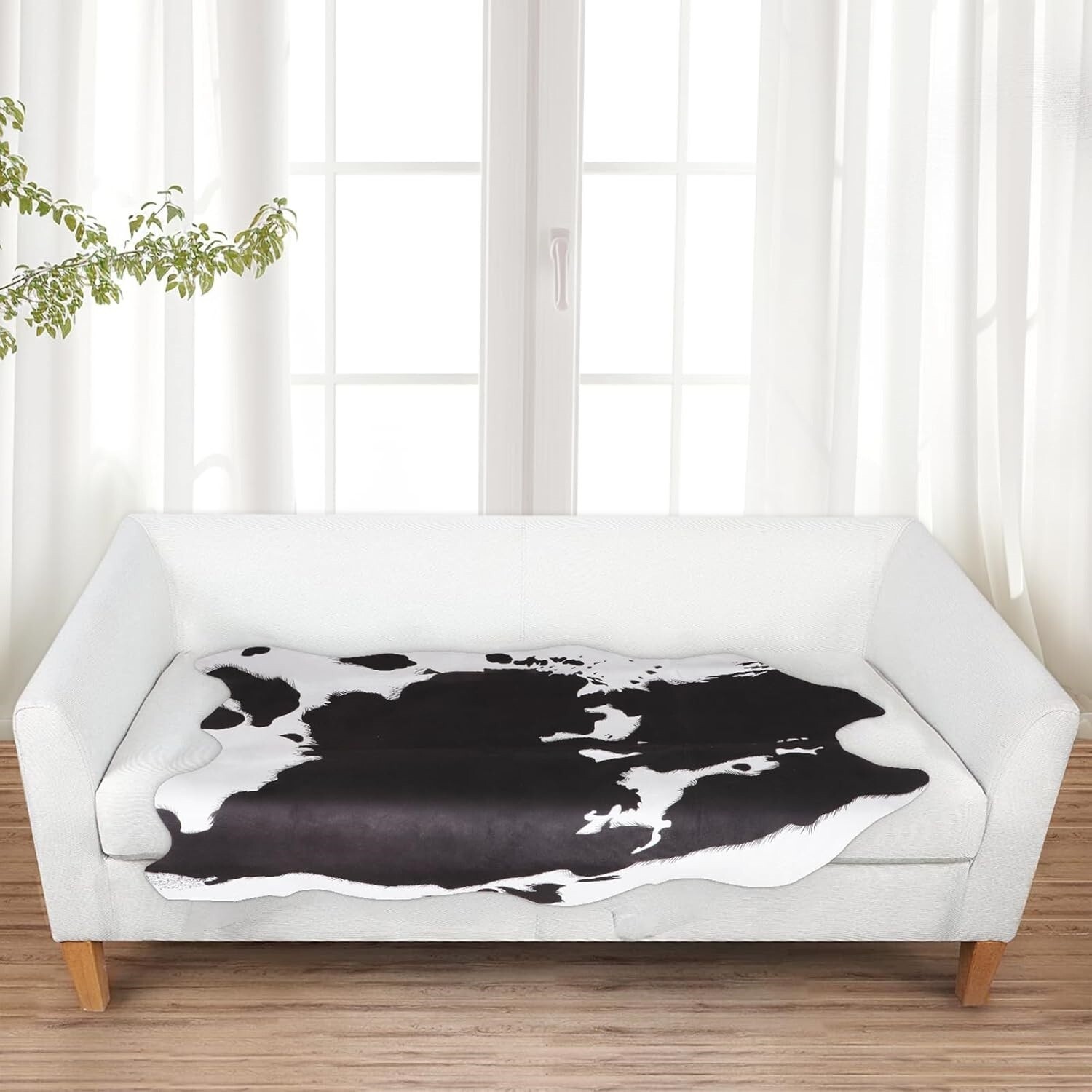 Alfombra De Piel De Vaca De 29.5″ W x 43.3″ L Para Sala De Estar Y Dormitorio US