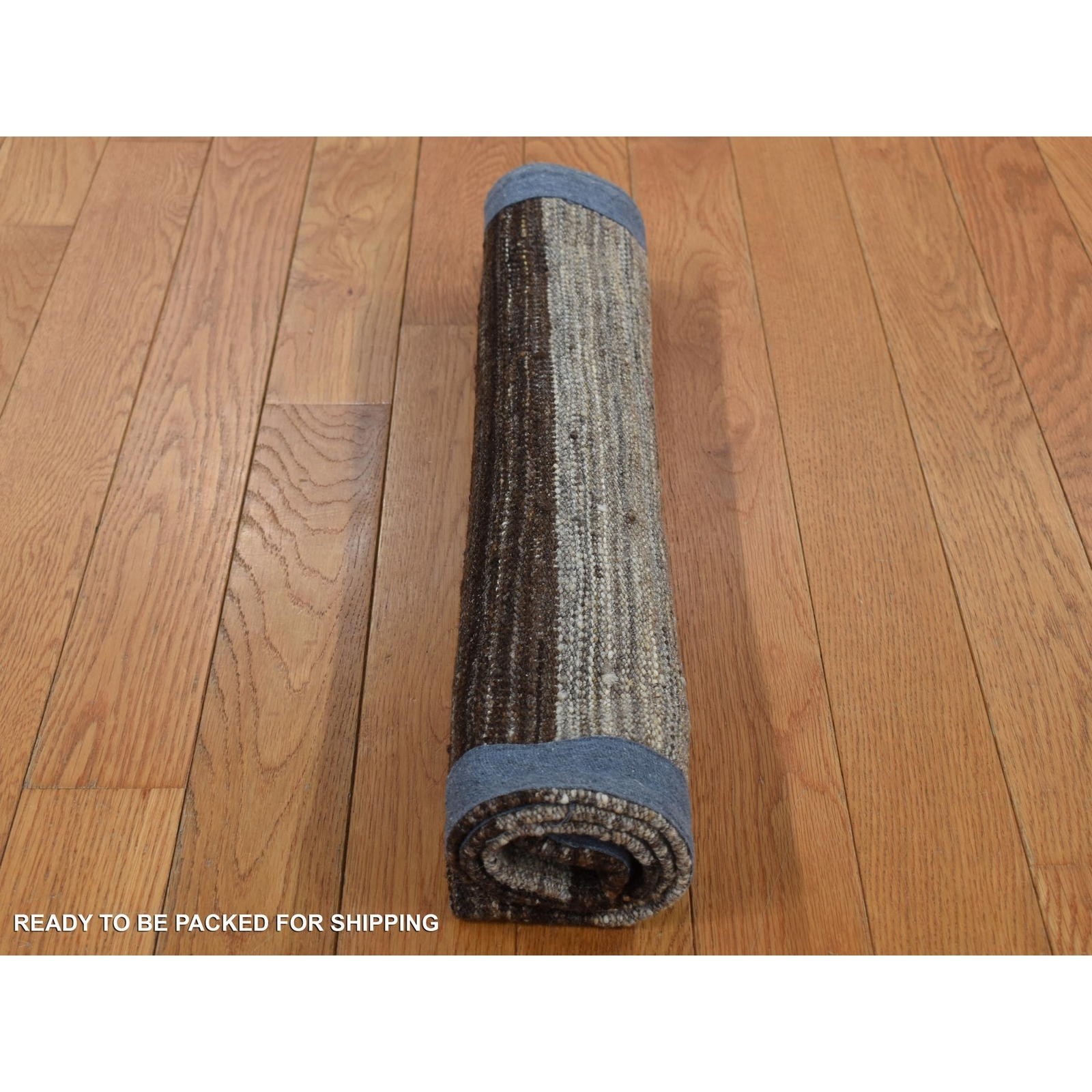 2′ x 3′ Brown Flat Weave Wide Stripe Design Wool Hand Woven Sample Rug R87798