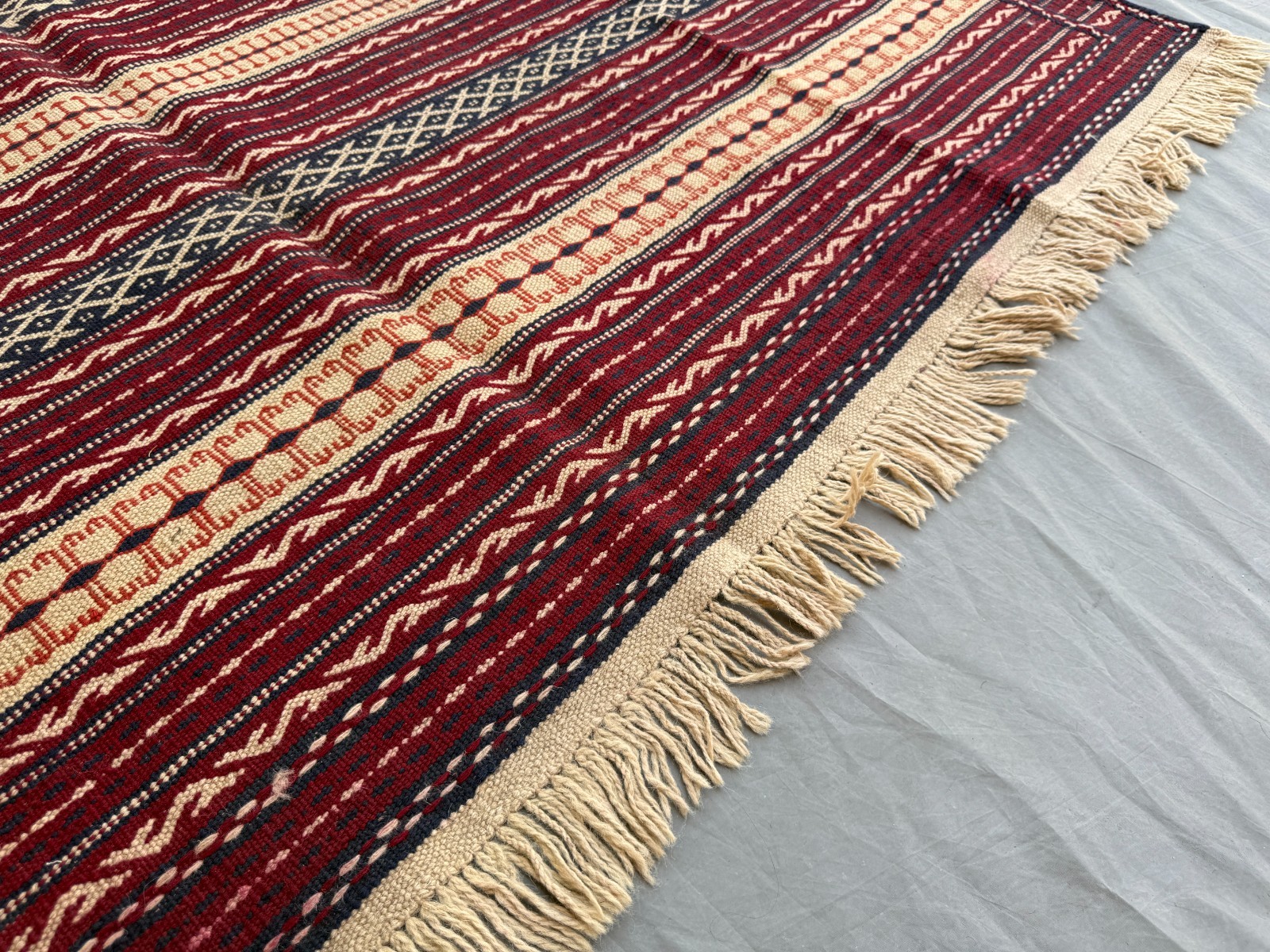 6×10 Handwoven Afghan Kilim Rug Geometric Striped Tribal Wool Flatweave Carpet