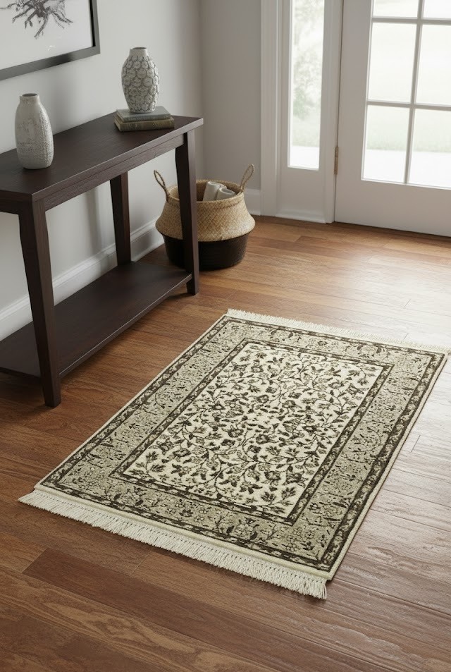 2X3 Hand-Knotted Kirman Rug Floral Wool Oriental Carpet Small Entryway Decor