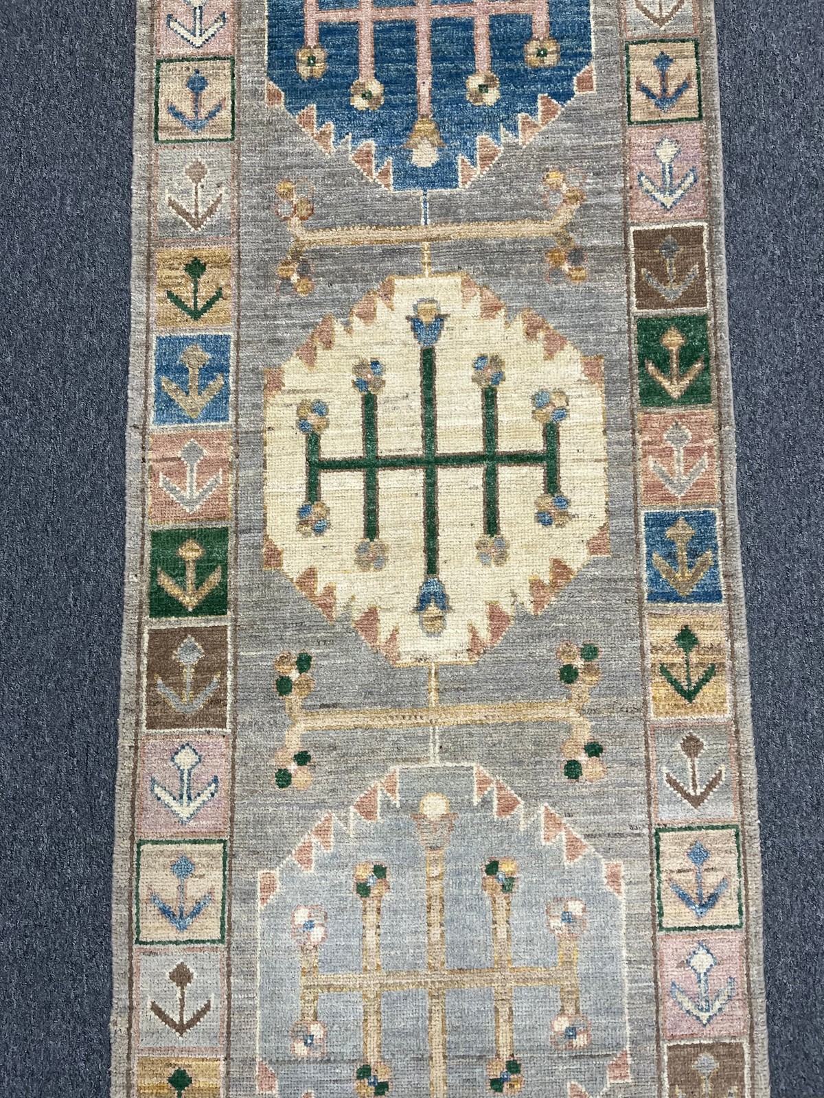 Runner Gray Oushak 2′ 7″X14′ Handmade Wool Rug # 14300