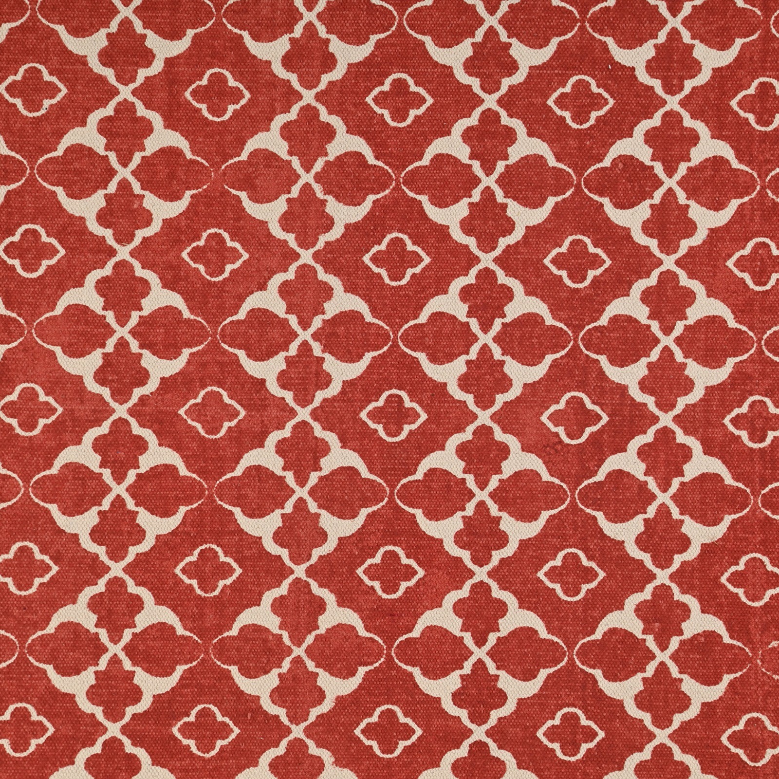 Hand Block Printed Cotton Area Rug Rust Terracotta Moroccan Trellis Boho 4×6 Rug