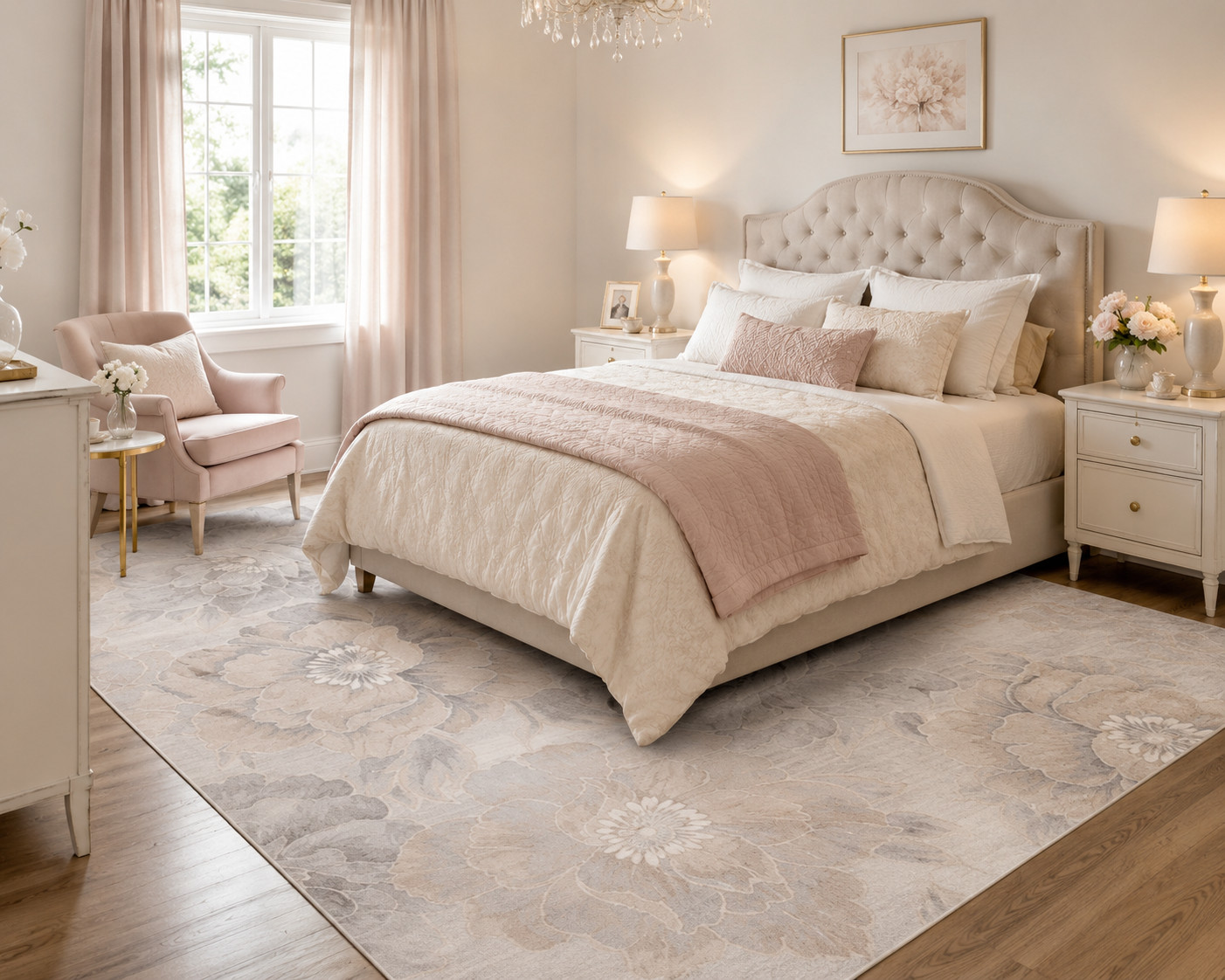 2ft x 3ft Rug Lenora Soft Floral Pattern Indoor Area Rug
