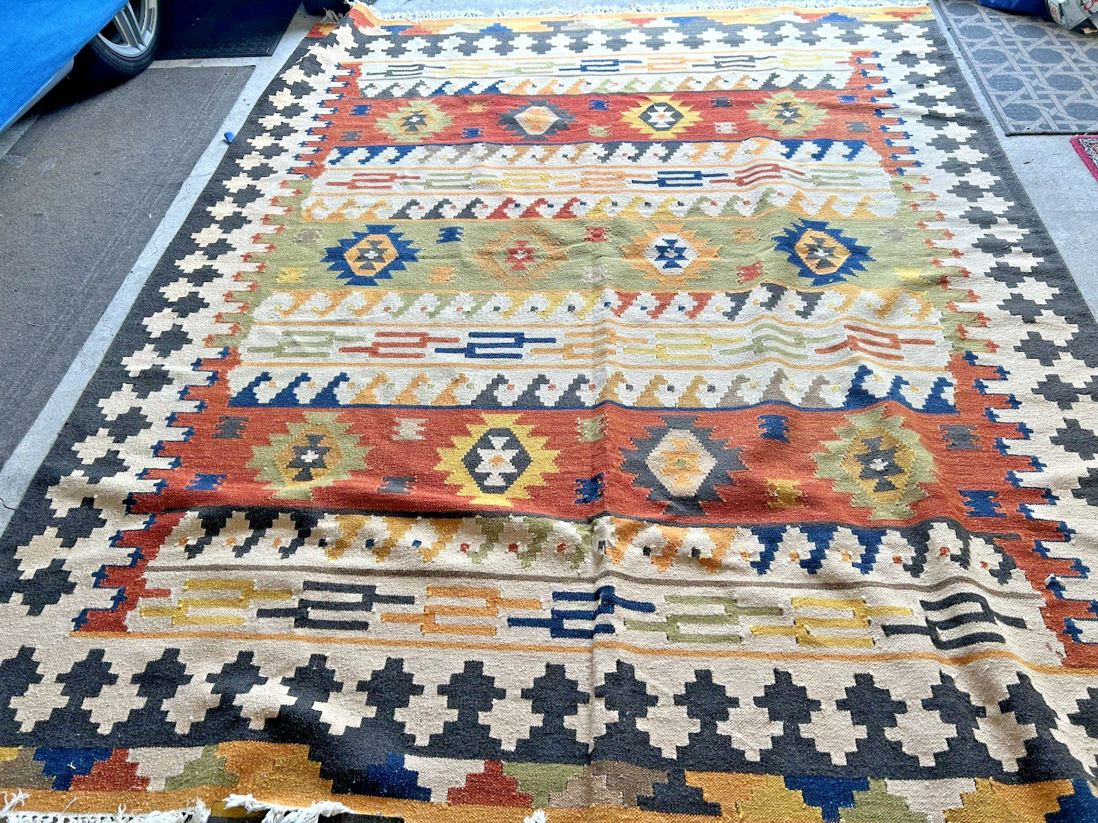 Area Wool & Cotton Blend 8×10 Oushak Tribal Inspired Rug