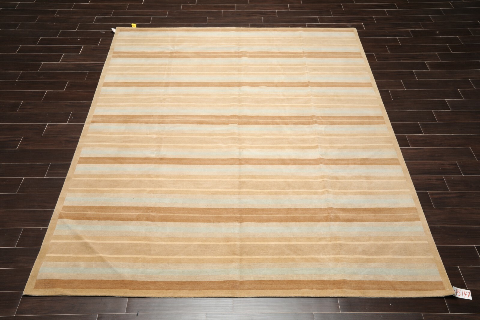 8’x 10′ Hand Knotted Tibetan 100% Wool Stripes 150 KPSI Modern Area Rug Tan