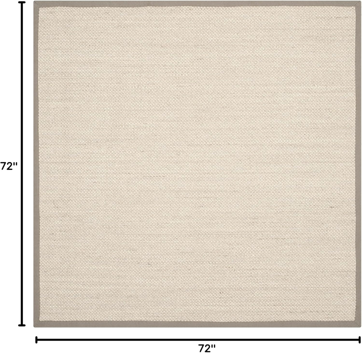 Natural Fiber 6′ Square Area Rug – Marble & Khaki Woven Design