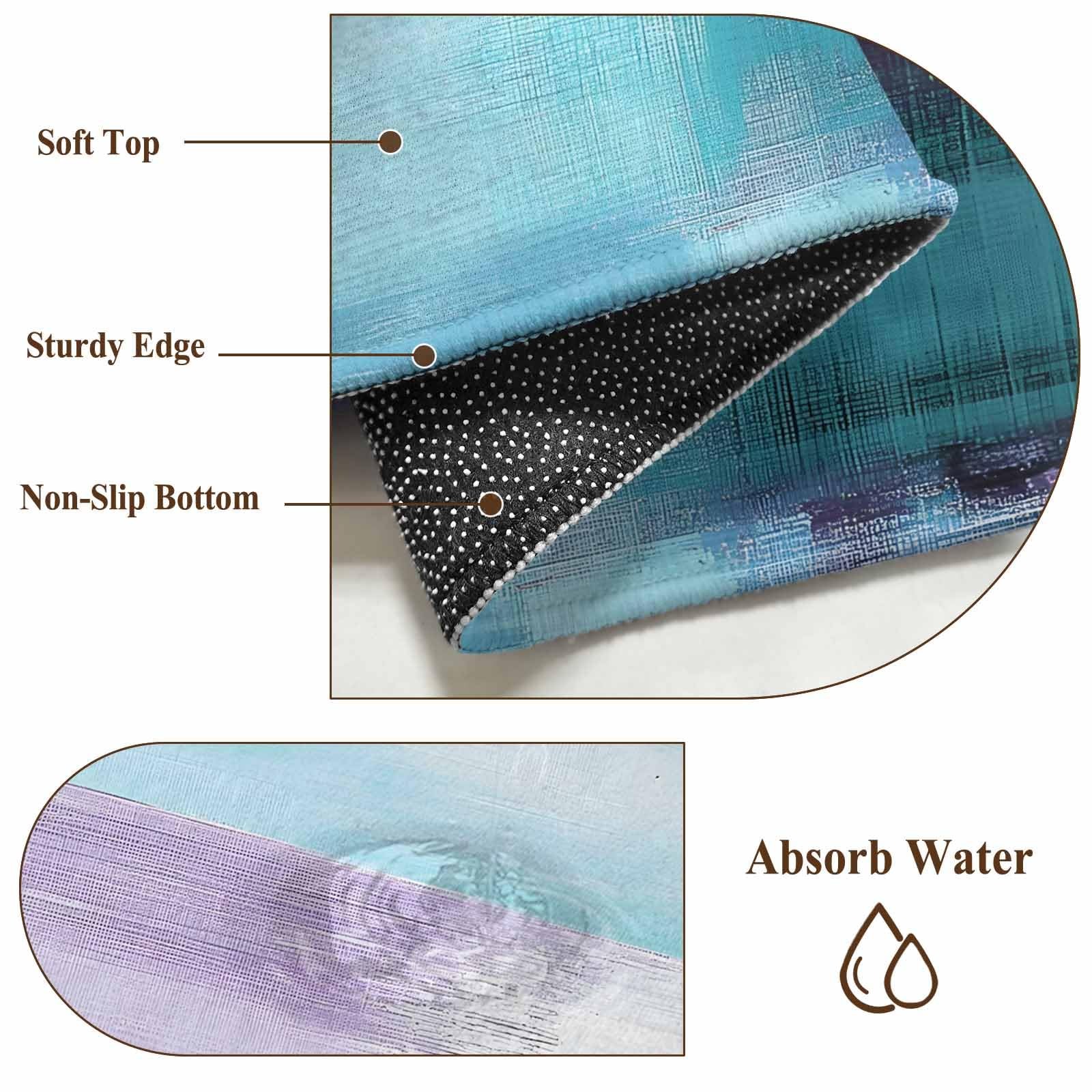 Purple Teal Ombre 2×3 Area Rugs for Living Room, Abstract Modern Oil Painting…