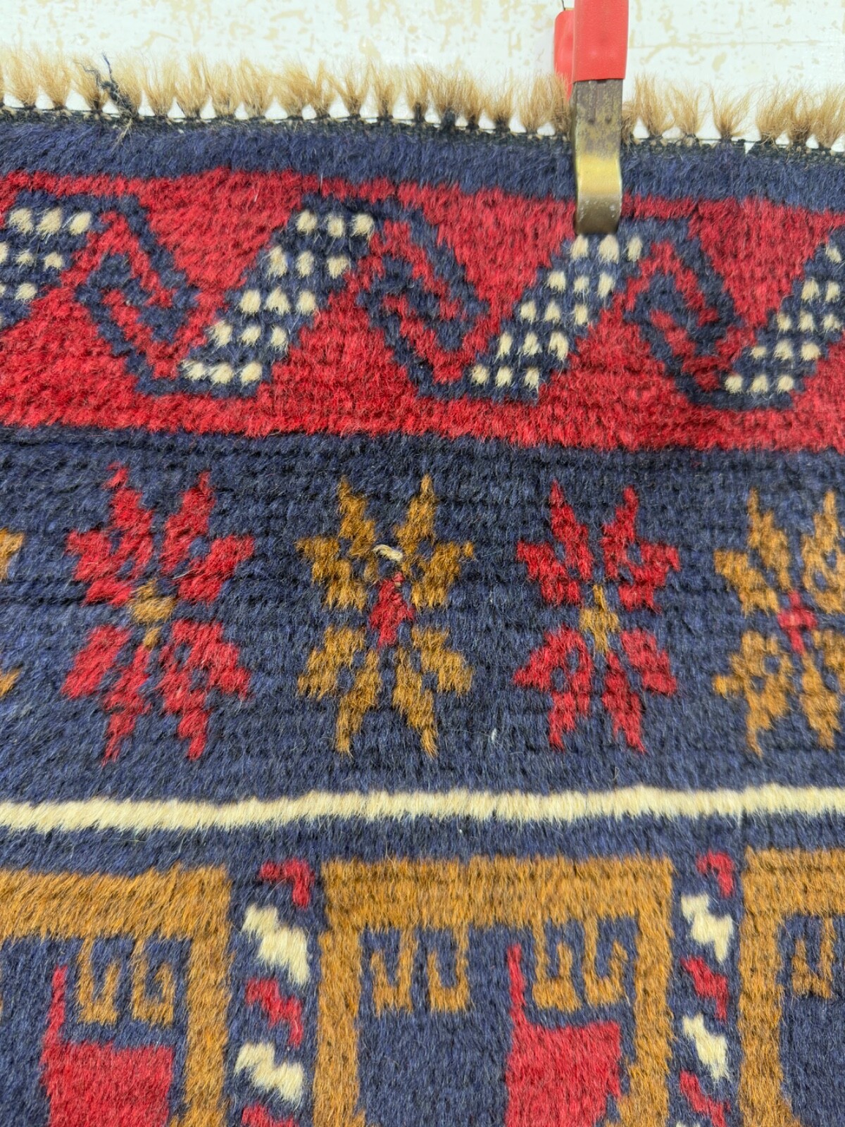 Vintage Beautiful Hand Knotted Afghan Wool Rug Floor Area 130×82 Cm