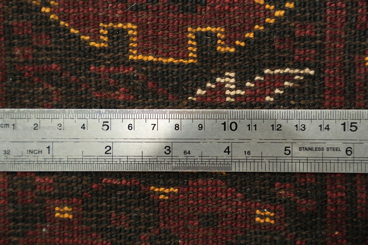 5×7 Hand-Knotted Tribal Wool Area Rug in Brick Red, Brown and Yellow Tones