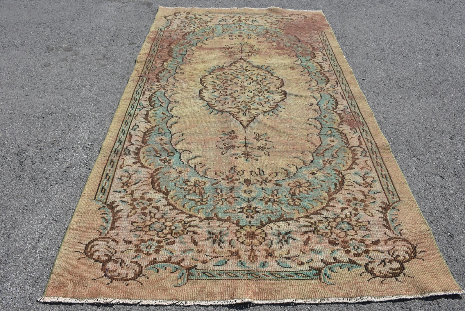 Turkish Vintage Large Rug 5,2×9,2 ft (157×280 cm), Brown Patchwork Rug
