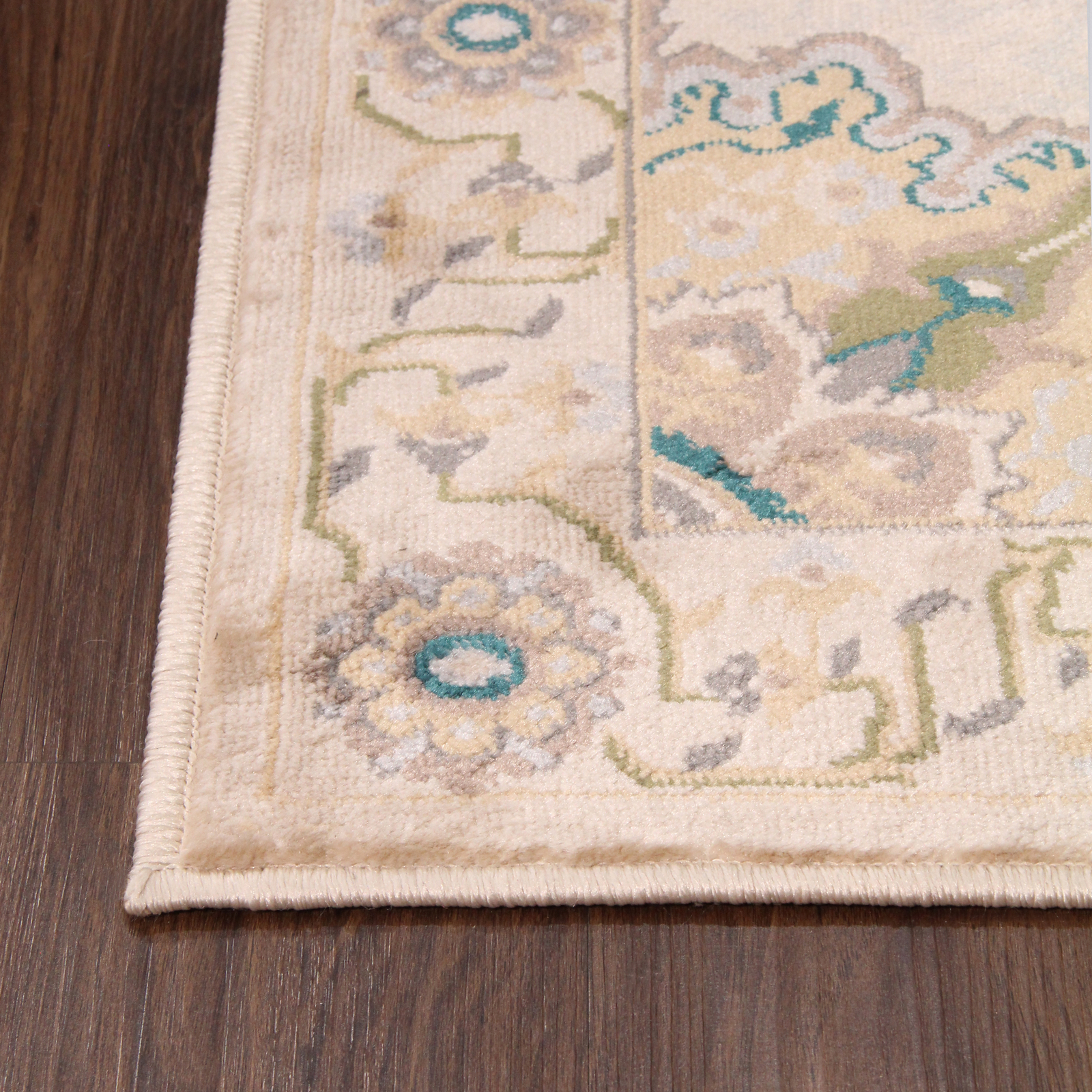 Traditional Indoor Textured Medallion Runner and Area Rug Rug with Jute Backing